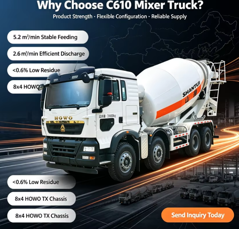 8cbm C610 Μικρατήρας σκυροδέματος με MAN T5G Cab Weichai κινητήρα 8x4 για την κατασκευή