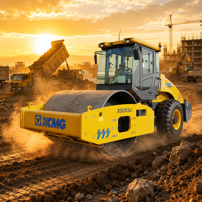 XS203J Single Drum Vibratory Roller 20 Ton∙ Shangchai Engine Road Compaction Machine για την κατασκευή αυτοκινητόδρομου φράγματος αεροδρόμιο