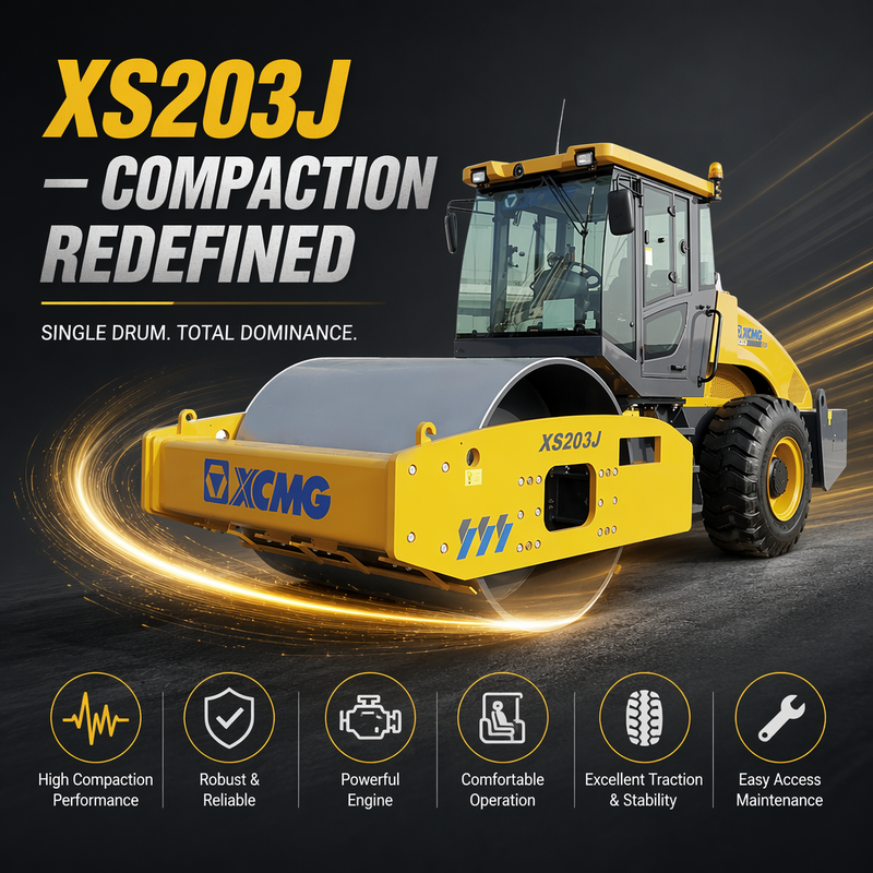 XS203J Single Drum Vibratory Roller 20 Ton∙ Shangchai Engine Road Compaction Machine για την κατασκευή αυτοκινητόδρομου φράγματος αεροδρόμιο