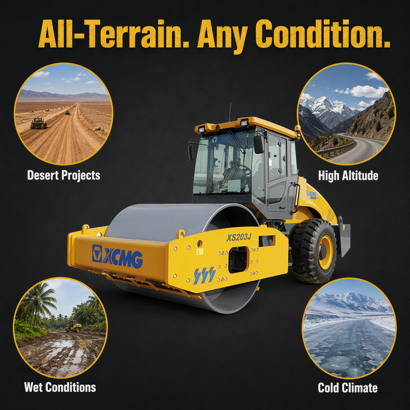 XS203J Single Drum Vibratory Roller 20 Ton∙ Shangchai Engine Road Compaction Machine για την κατασκευή αυτοκινητόδρομου φράγματος αεροδρόμιο