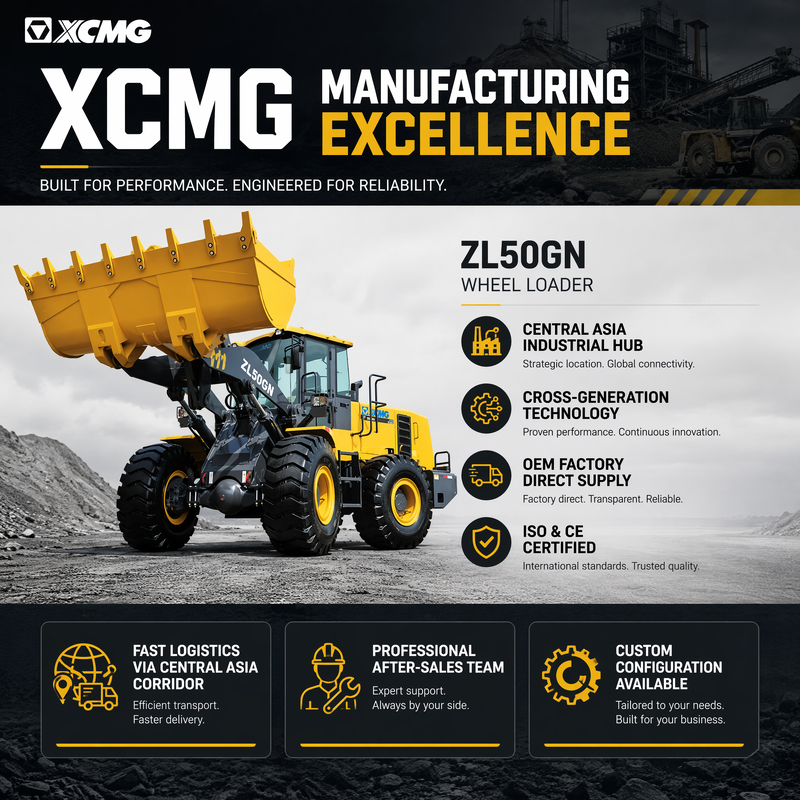 XCMG ZL50GN Φορτωτής Εμπρόσθιος Τροχοφόρος 5 Τόνων Κάδος 3.2m³ Φορτωτής Κατασκευών Βαρέως Τύπου